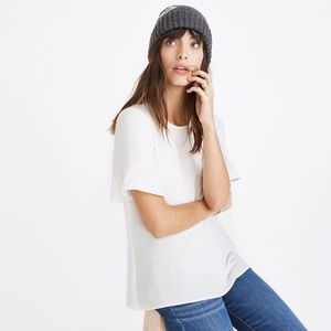 Madewell White Flare Hem Blouse Top
